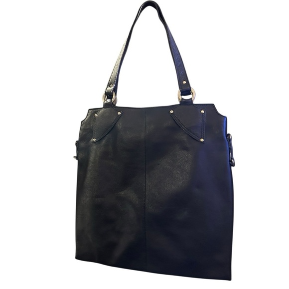 CRISTIAN North/South Black Leather Tote Bag - Picture 2 of 9